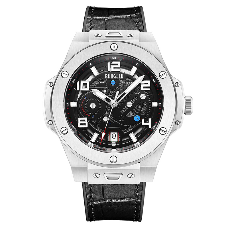 Baogela Men \\\\ Ratio mecánico Mecánico Automatic Hollow Fashion Men \\\\ \'s Luminoso Garm Dial 50m Wating Watch 2001 Negro