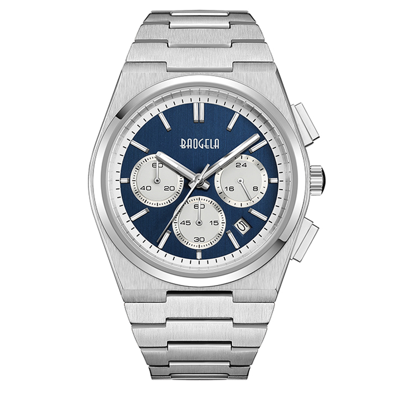 Baogela Top Brand Watches for Men Fashion Cronograph Sport Waterproof Quartz Watch 50tm Reloj casual de acero inoxidable Reloj Hombre 22803